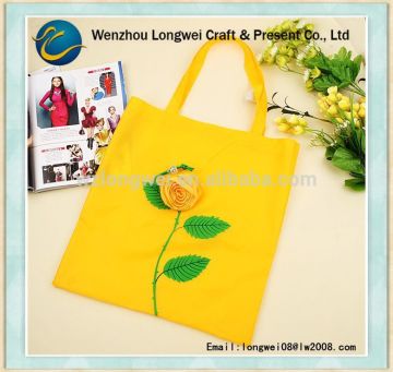 yellow rose foldable bag/polyester shopping bag/shopping tote bag