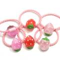 Partihandel Kvinnor Flickor Harts Frukt Strawberry Hair Accessories Elastic Hair Ties Hästsvanshållare Elastic Hair Bands Accessories