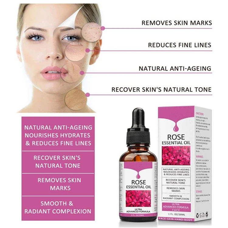 Rose Essential Oil Vitamin C Skin Care Brightening Anti Aging Wrinkles Oil