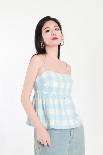 Light Blue Checked Tank Top