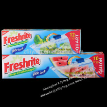 Poly slide lock bag, freezer and storage poly bag, 10pcs/box