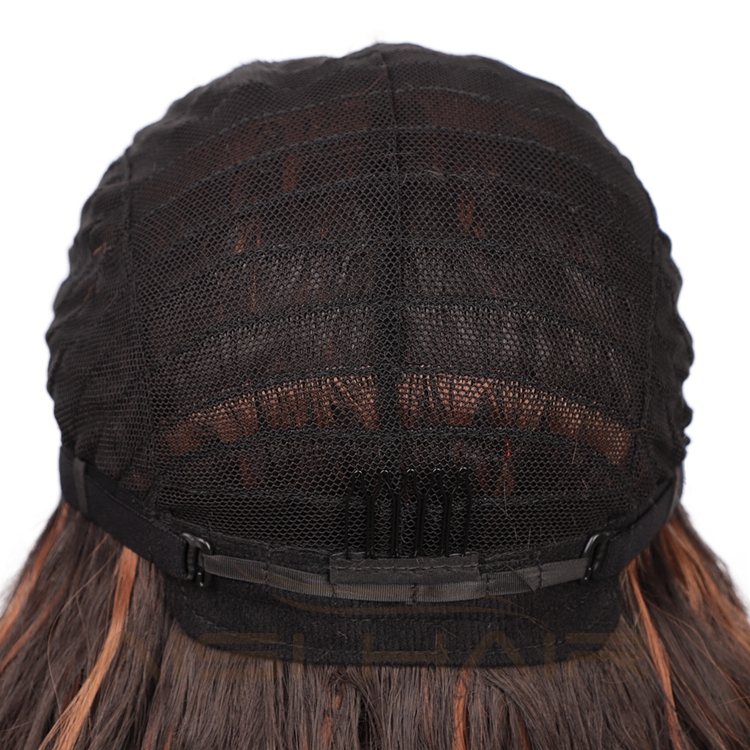 Afro Heat Resistant Friendly Cheapest Natural Mixed Black Brown Long Deep Wave Synthetic Hair Wigs Lace Front