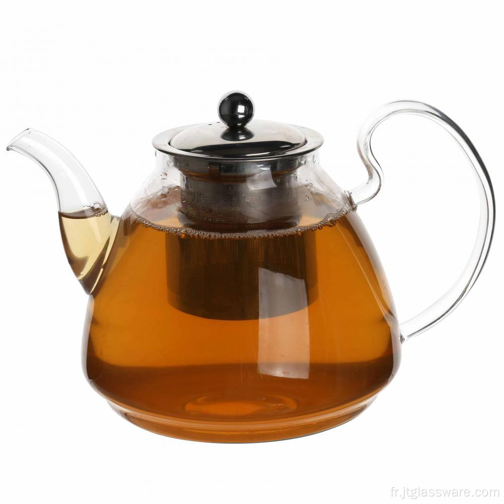 Théière en verre borosilicaté à la main pour la cuisson du thé