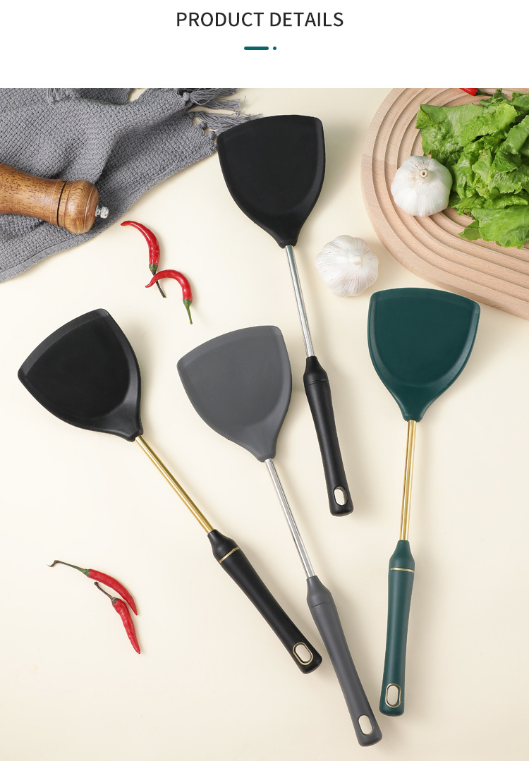 Stainless Steel Silicone Kitchen Utensils of High Temperature Resistant Spatula Non-stick Silicone Spatula