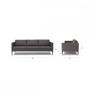 Triplo Meteorite Gray Fabric Sofa