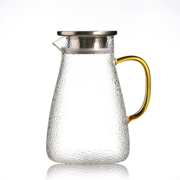 Jarro / jarro / jarro / jarro de água de vidro borosilicato resistente ao calor 1500ml com tampa de aço inoxidável para suco caseiro e gelo