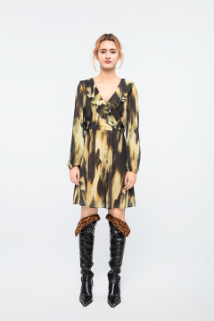 Elegant Mustard Green Classic Dress for Women