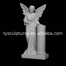 Custom made carved beautiful angel sculpture beauty white marble angel statues