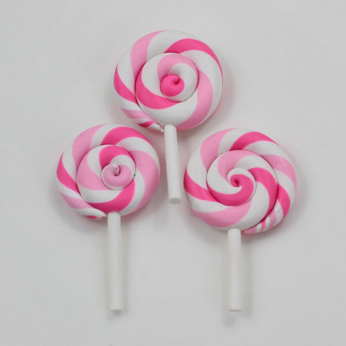 High Quality Beauty 10 Colors Kawaii Spiral Lollipop Candy Polymer Clay Cabochons Flatback For DIY Phone Decoration