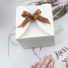 Dream Small Gift Box - Recycled Paper Box with Ribbons (Brown/White) for Decorative Gifting