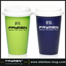 Double wall color ceramic cup