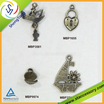 Wholesale alloy ship charms, heart charms for crafts, bulk alloy shell charms