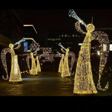 Commercial Festival Yard Displays: Outdoor Illuminated 3D Light Sculpture Angels