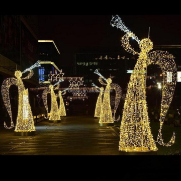 Commercial Festival Yard Displays: Outdoor Illuminated 3D Light Sculpture Angels