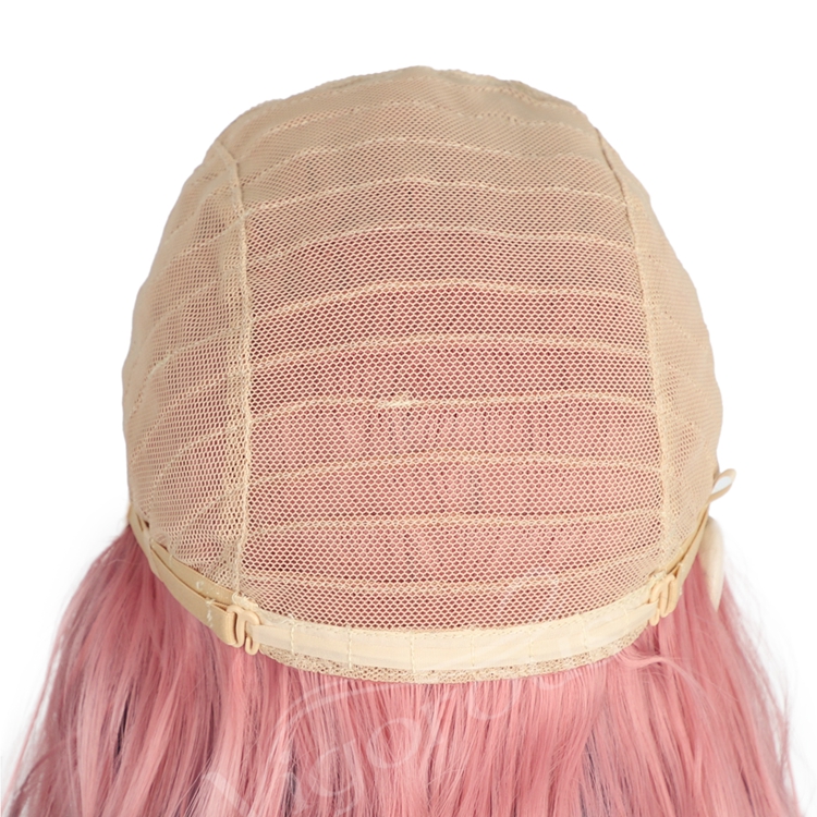 Vigorous High Quality Heat Resistant Ombre Pink To Blue Curly High Fiber Lace Front Cheap Women Wig Synthetic Hair