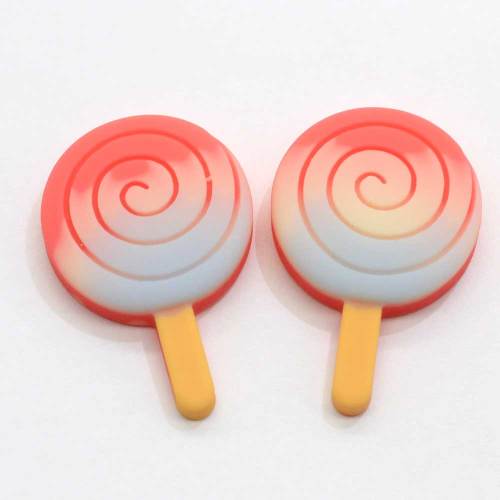 Encanto de paleta de resina de Color degradado Kawaii para manualidades de decoración de álbum de recortes, colgante de collar con pendiente central con lazo para el cabello