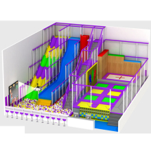 Kids Indoor Jumping Trampoline Park - Amusement Trampolines and Bungee Harness