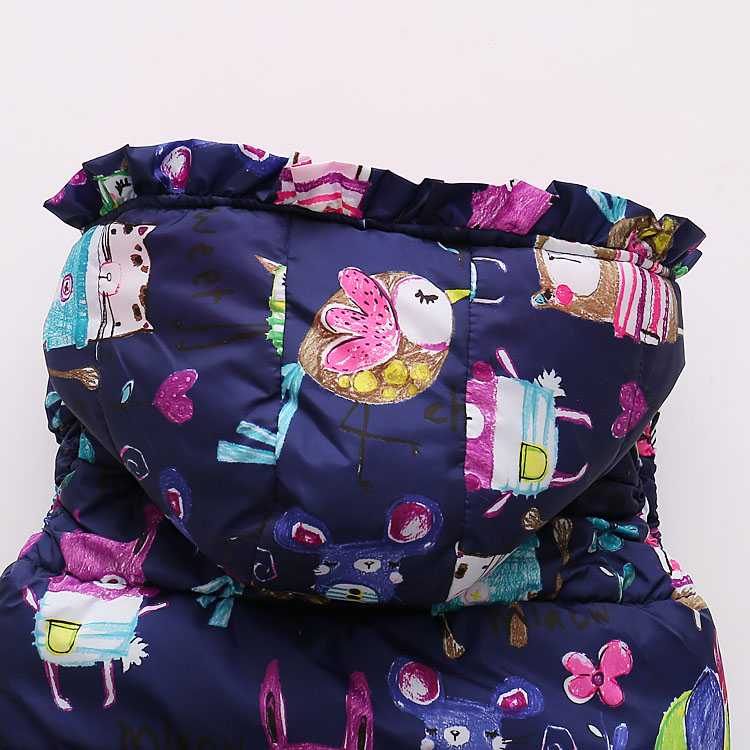 Children Clothing Winter Outerwear&Coats Animal Graffiti Thick Princess Girls Vest Hooded Kids Jackets Baby Girl Warm Waistcoat