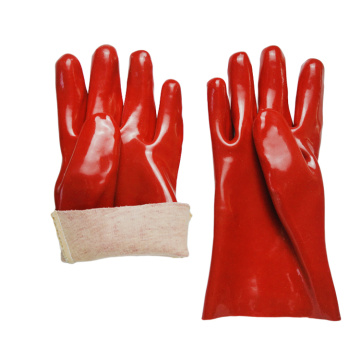 Red pvc gloves oil resistant safety working glove