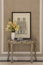 Wooden Cabinet Wall Console Table Acrylic Round Entrance Table Half Moon Console Table