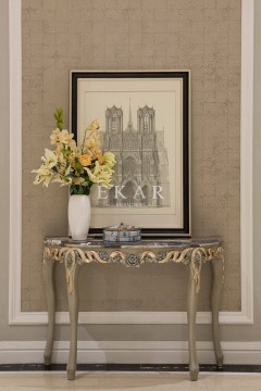 Wooden Cabinet Wall Console Table Acrylic Round Entrance Table Half Moon Console Table