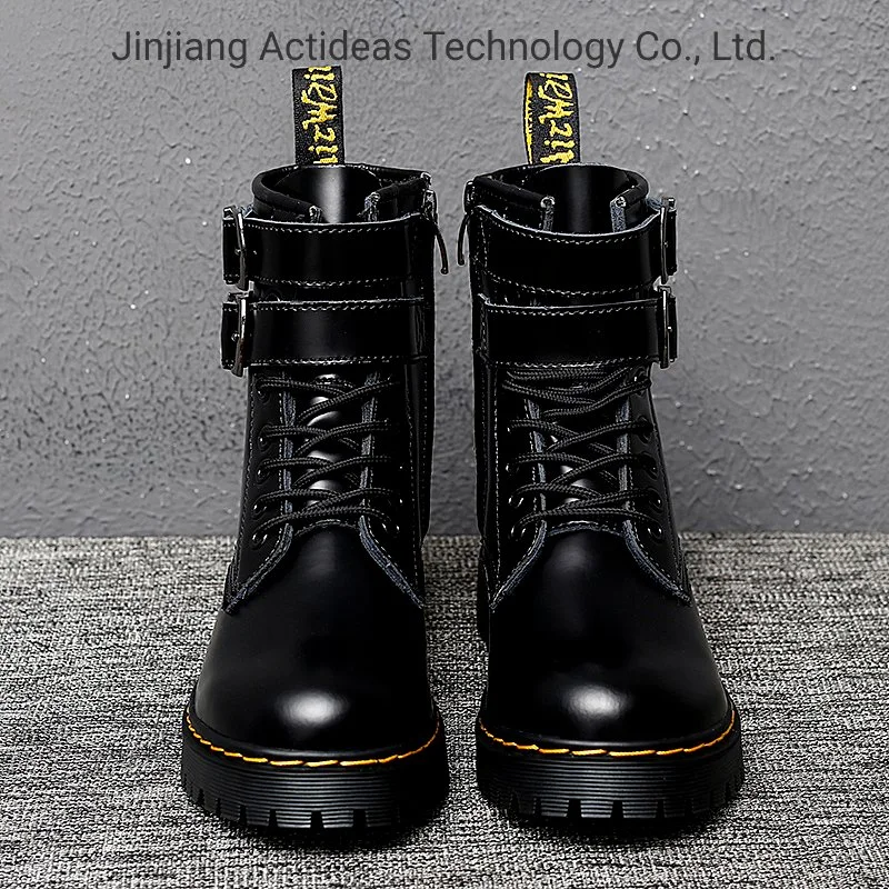 Leather Boots Classic Fashion Black Genuine Leather Working Boots for Women