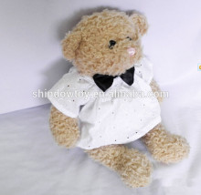 hot selling Plush teddy white dress bear stuffed teddy bear white T shirt