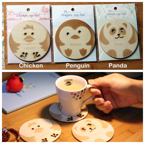 Circular Wooden Cute Animal Insulation Pads for Restaurants