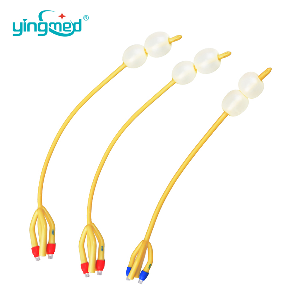 medical latex 4-way double balloon female urethral catheter