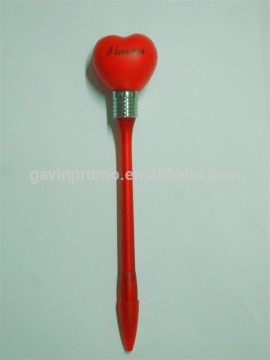 Knock and light flash bulb ball pen in heart shape