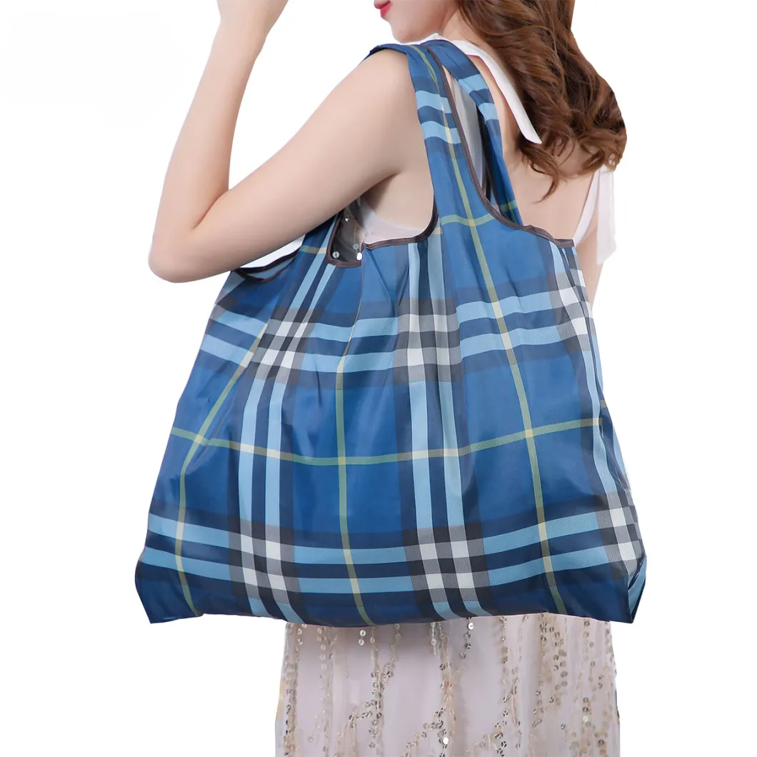 Foldable Polyester Cloth Reusable Fashion Shopping Bags with Rope Handle