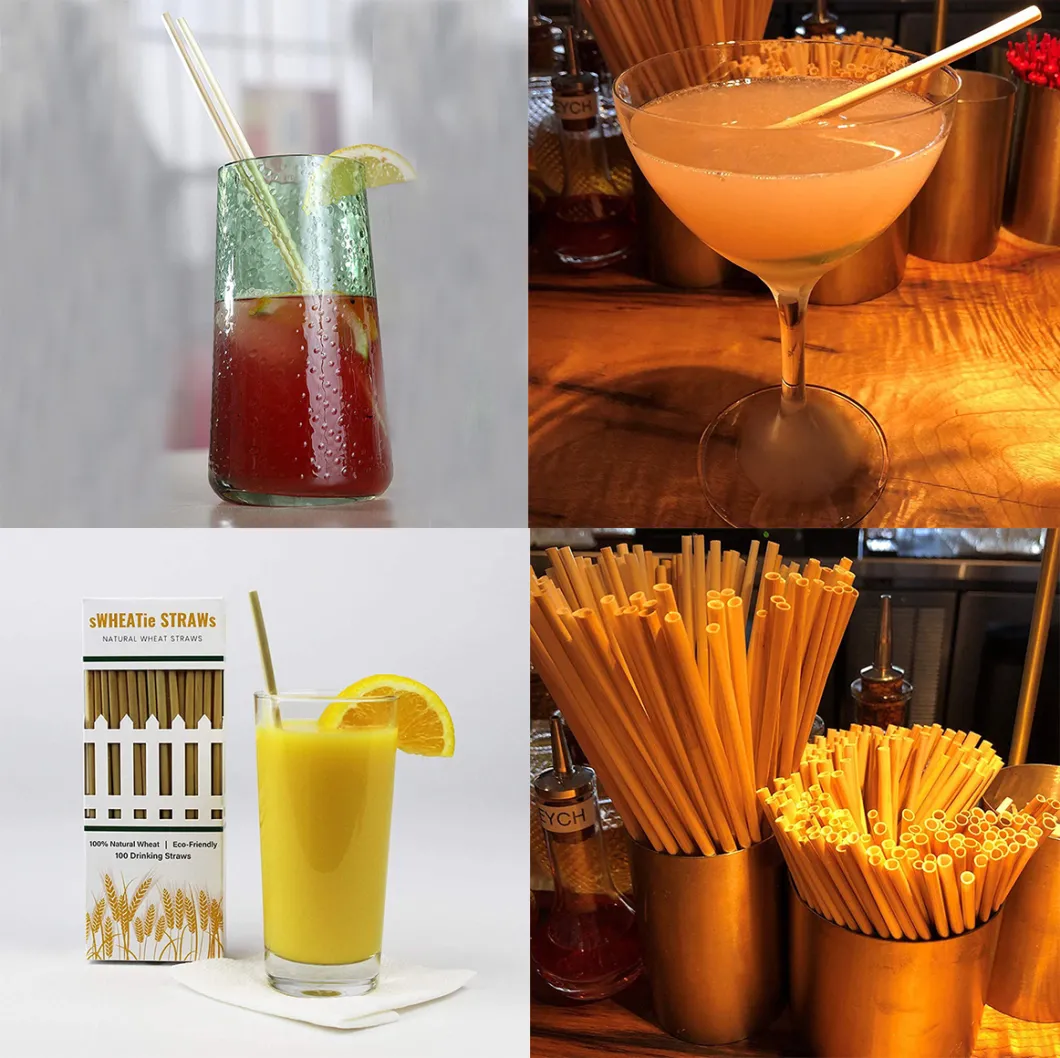 Wholesale Eco Natural Wheat Disposable Biodegradable Cocktail Drinking Wheat Straw