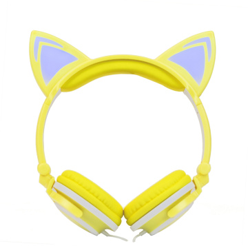 Fones de ouvido de desenho animado Macoron LED fone de ouvido de gato