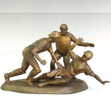 Sport art sculpture life size golden metal brass baseball sport figures for sport park ornament