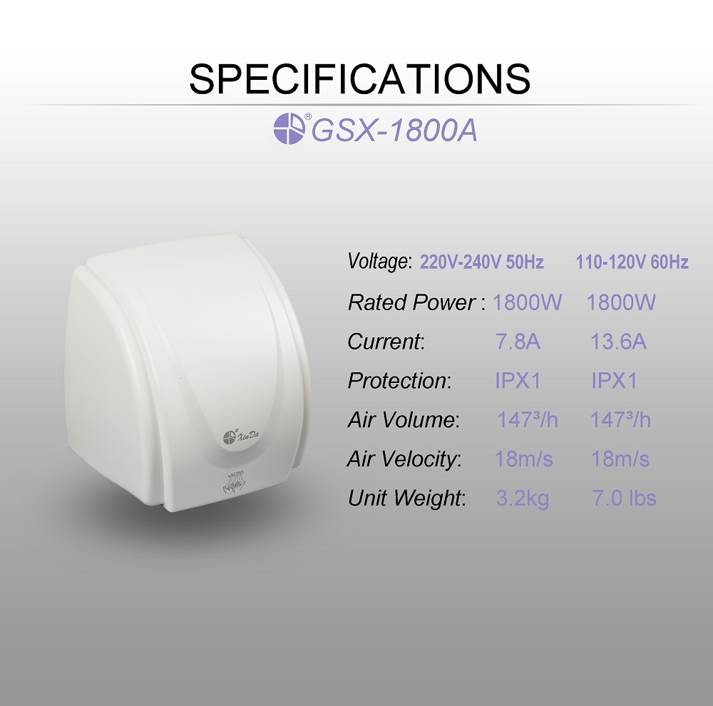 Händetrockner mit Anti-Schock-Signalerkennung Anti-shock signal detection hand dryer