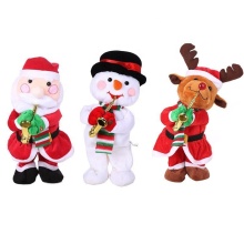 Cute Christmas Plush Toys: Electric Santa Claus, Snowman, and Elk Singing & Dancing Dolls for Kids