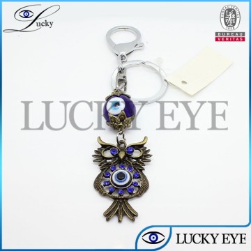 copper owl crystal hadmade evil eye beads fashion key chain