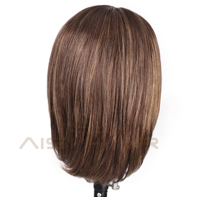 Aisi Hair Cheap Medium Long Mixed Brown Swiss Lace Wig Natural Straight Brazilian Human Hair Lace Frontal Wigs For Black Women