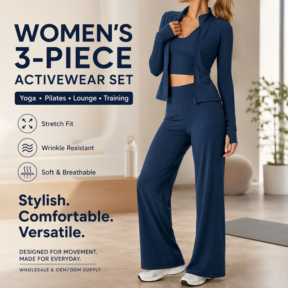 Женский однотонный бесшовный комплект для йоги из трех предметов Women's 3 Piece Solid Seamless Yoga Set