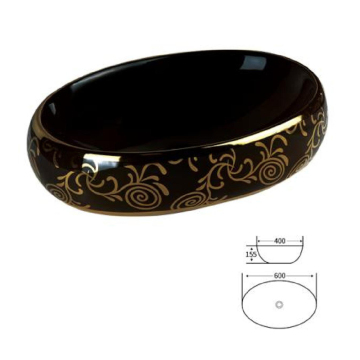 Black Gold Art Basin Round Large Black Basin