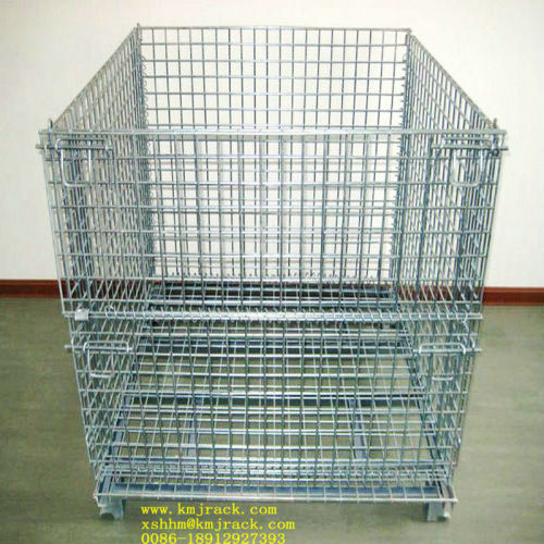 Storage Stackable Steel Cage Folding Warehouse Crate