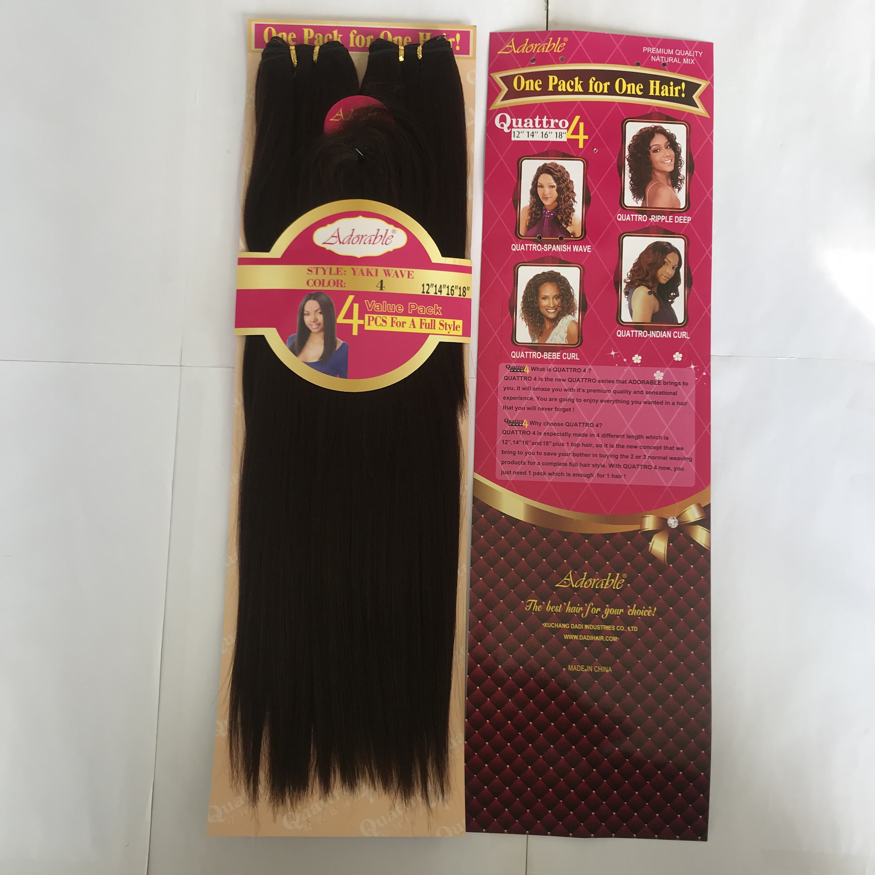 Adorable Yaki full head hair 4 pieces yaki straight hair weft with a top closure