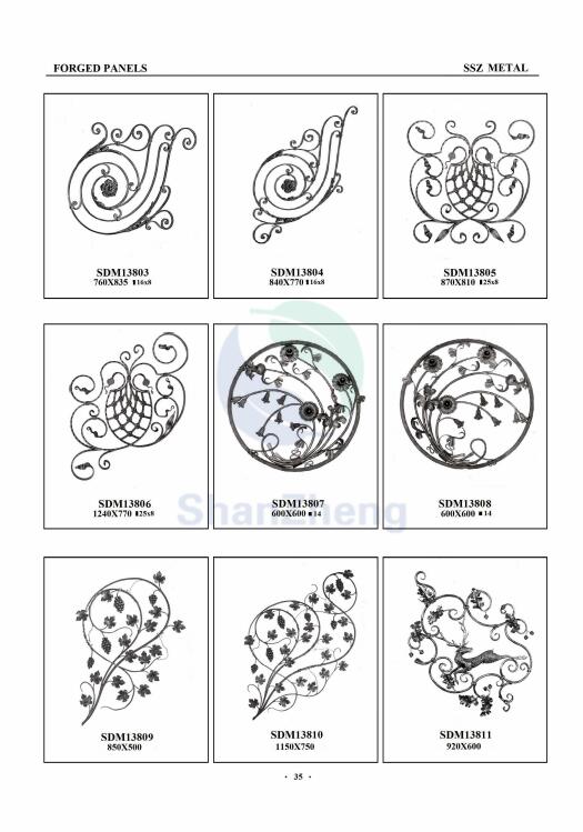 Forged Iron Decoration Ornaments Groupware Component Panels for wrought iron fence or gate