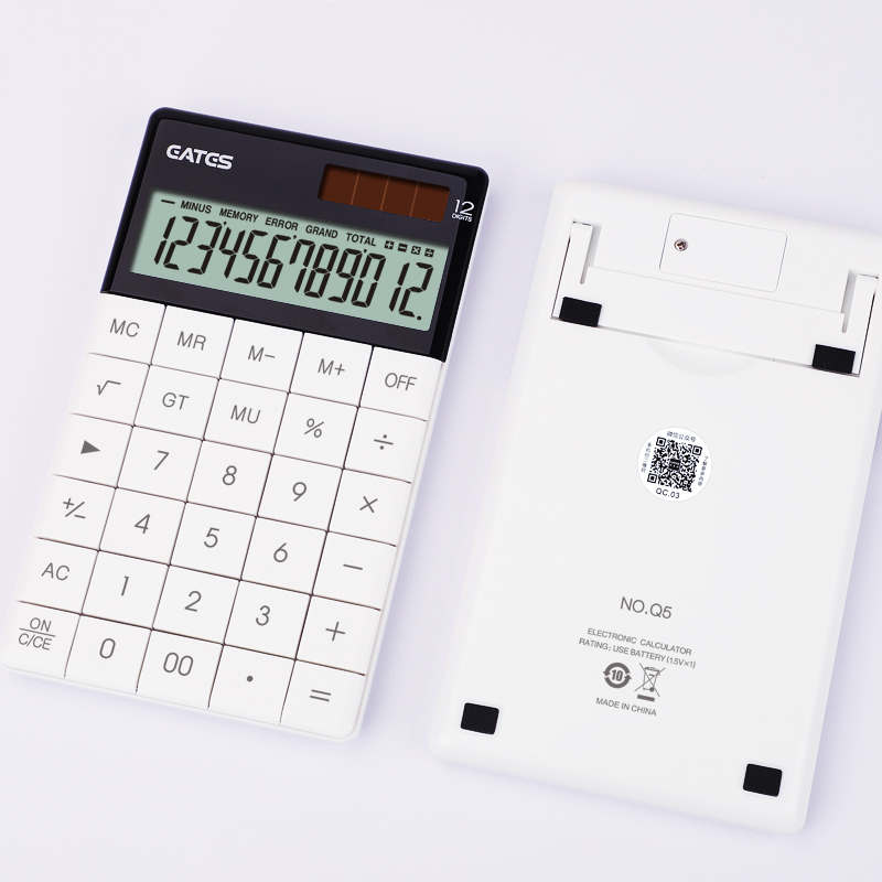 2020 New Flat Calculator Two Powers 12 Digits Big LCD Display Desktop Calculator With Adjustable Angle