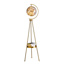 Modern Gold Metal Amber Glass Ball Floor Lamp