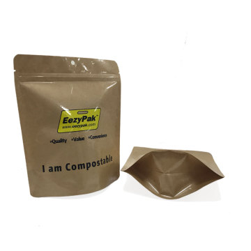 Biologisk nedbrydelig lynlås Stand Up Kraft Paper Kaffebønner Emballage Kaffepose