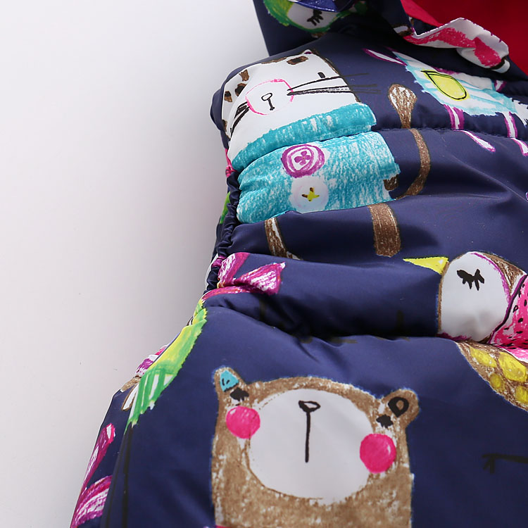 Children Clothing Winter Outerwear&Coats Animal Graffiti Thick Princess Girls Vest Hooded Kids Jackets Baby Girl Warm Waistcoat