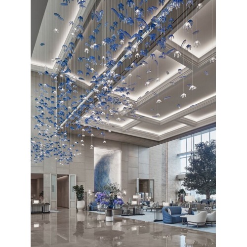 Customized lobby large decorative hanging flower chandelier