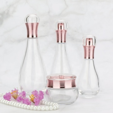 Bowling shape rose golden electroplating glass bottle/jars