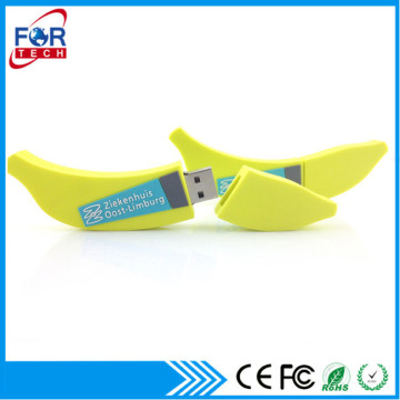 Wholesale Gifts Happy New Years Custom Banana Shape PVC USB Flash Pen Drive 4gb 8gb